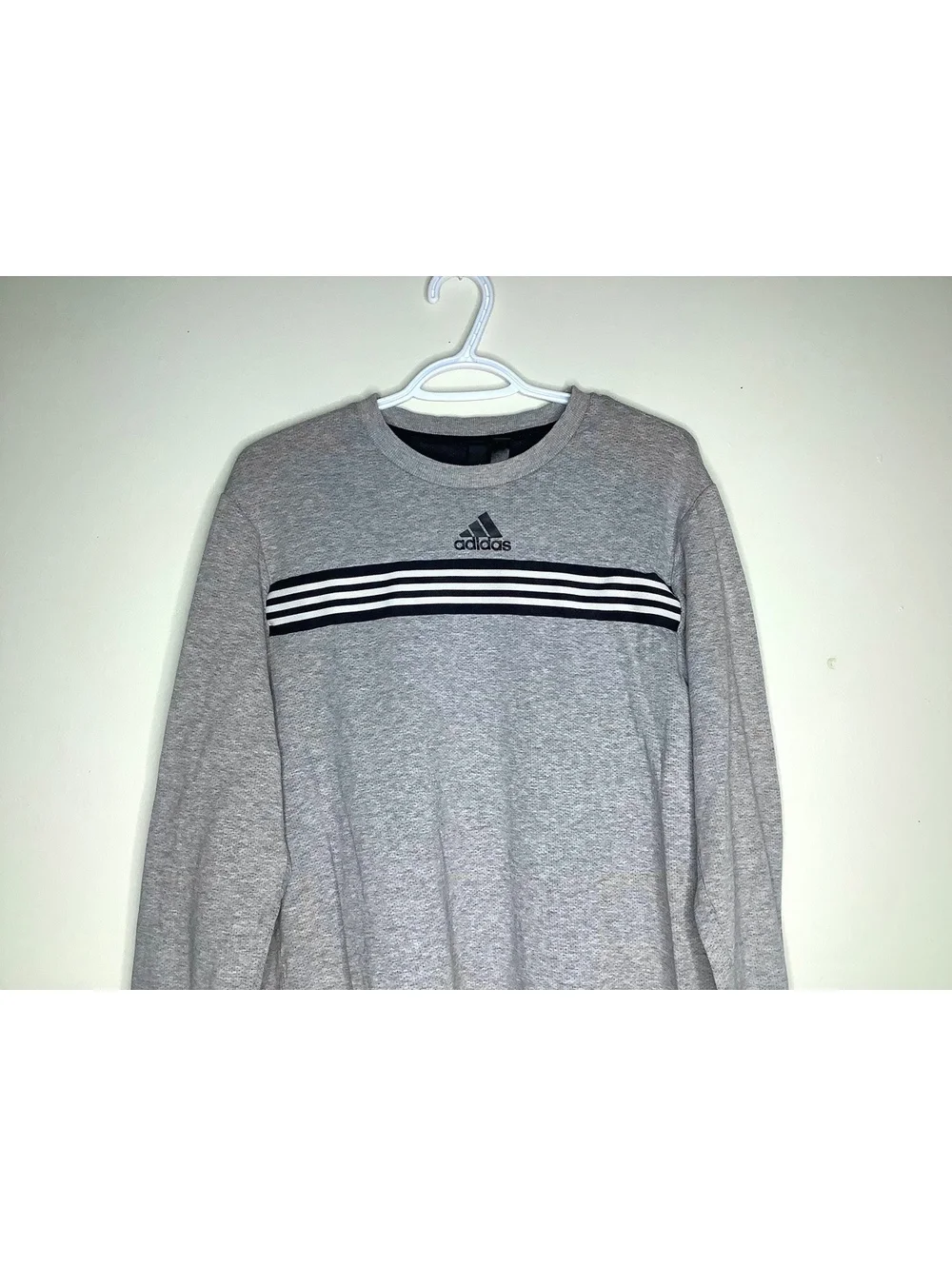 < Adidas Heather Grey Logo Crewneck Sweatshirt Size Large >